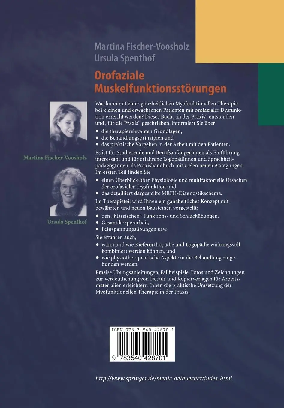 Rückseite: 9783540428701 | Orofaziale Muskelfunktionsstörungen | Martina Fischer-Voosholz (u. a.)