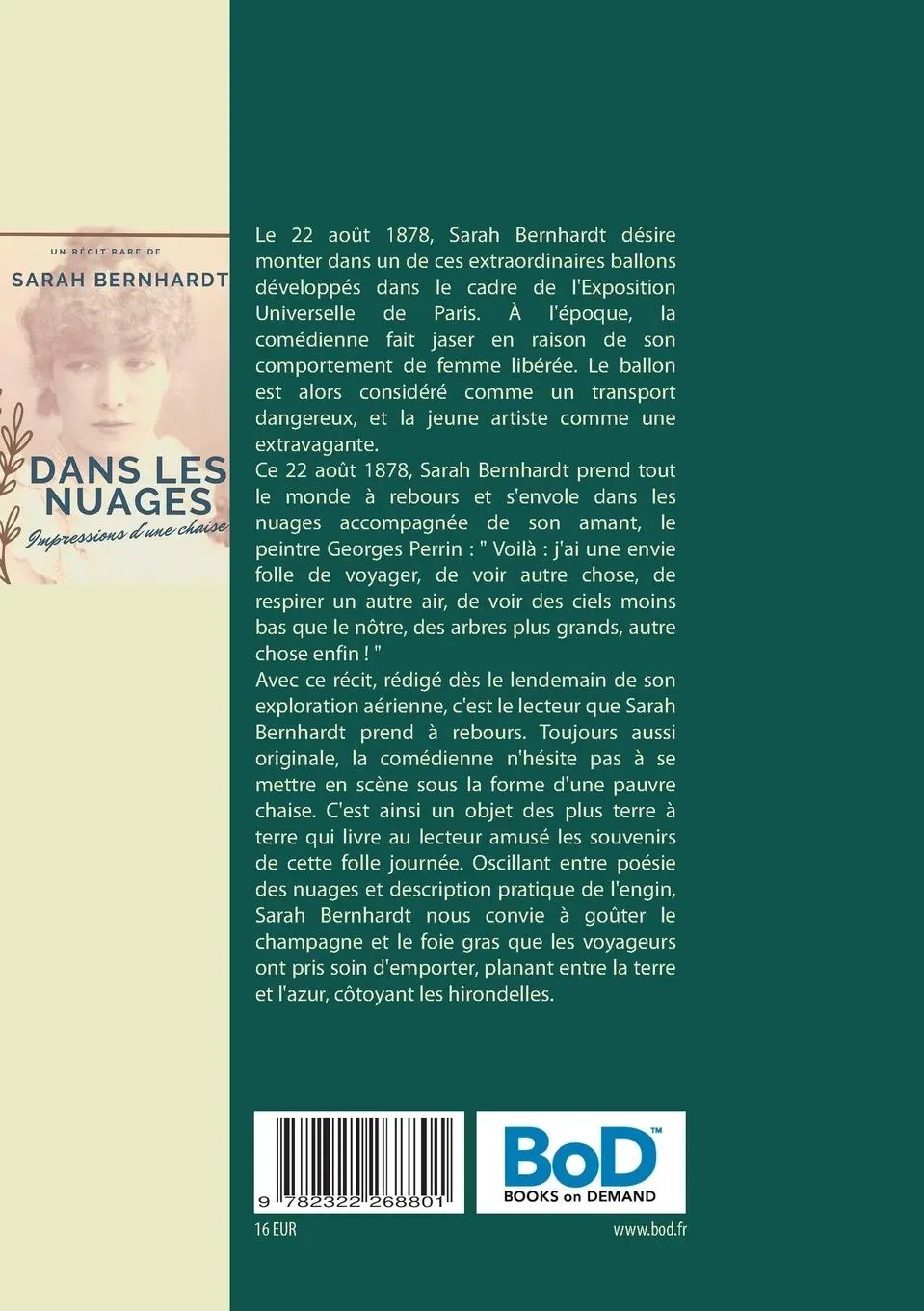 Rückseite: 9782322268801 | Dans les nuages (Impressions d'une chaise) | Sarah Bernhardt | Buch