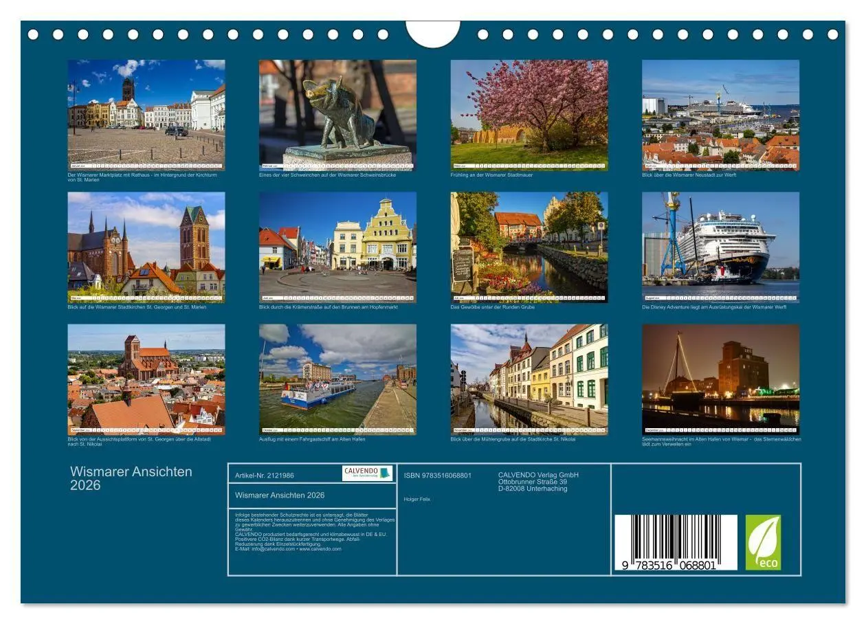 Bild: 9783516068801 | Wismarer Ansichten 2026 (Wandkalender 2026 DIN A4 quer), CALVENDO...