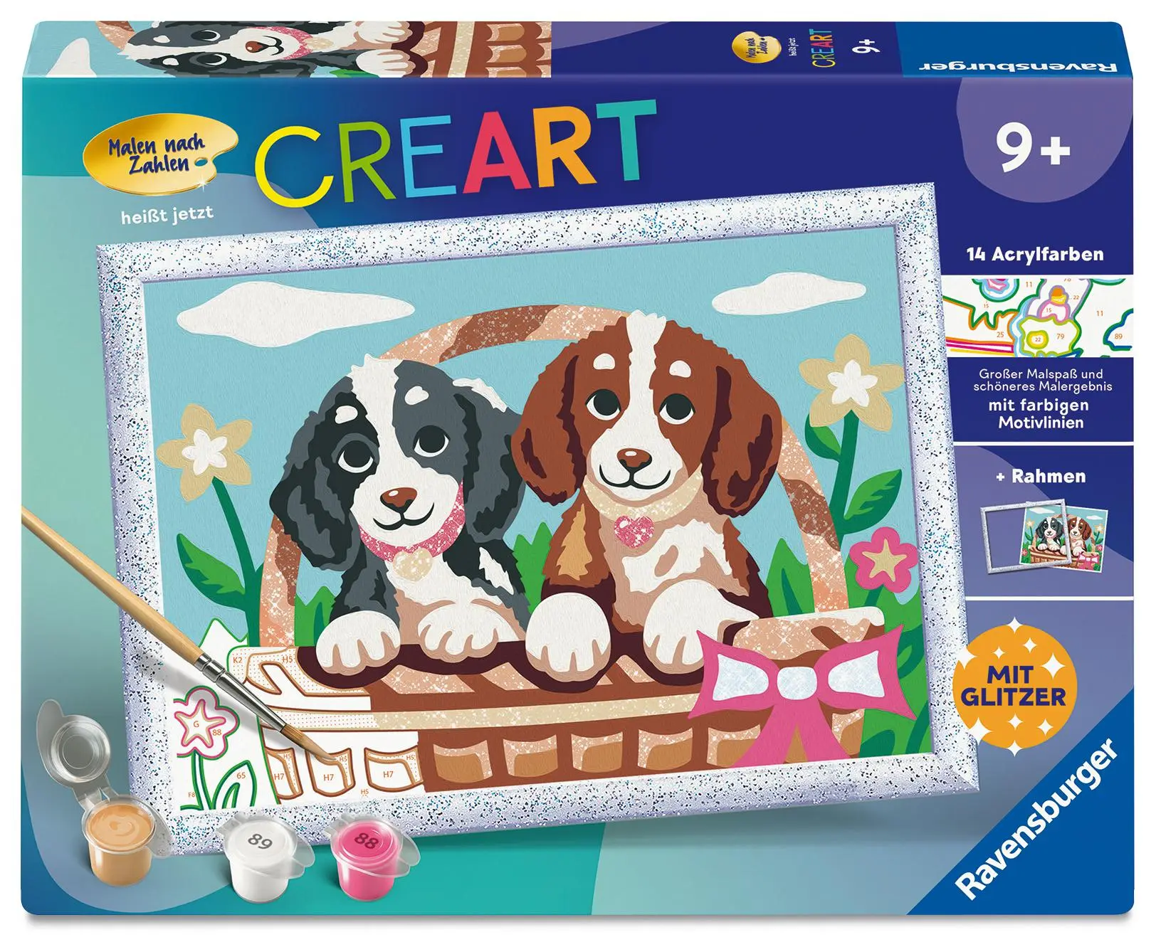 Cover: 4005556258901 | CreArt, Malen nach Zahlen Kinder - Hunde im Körbchen | Spiel | Deutsch