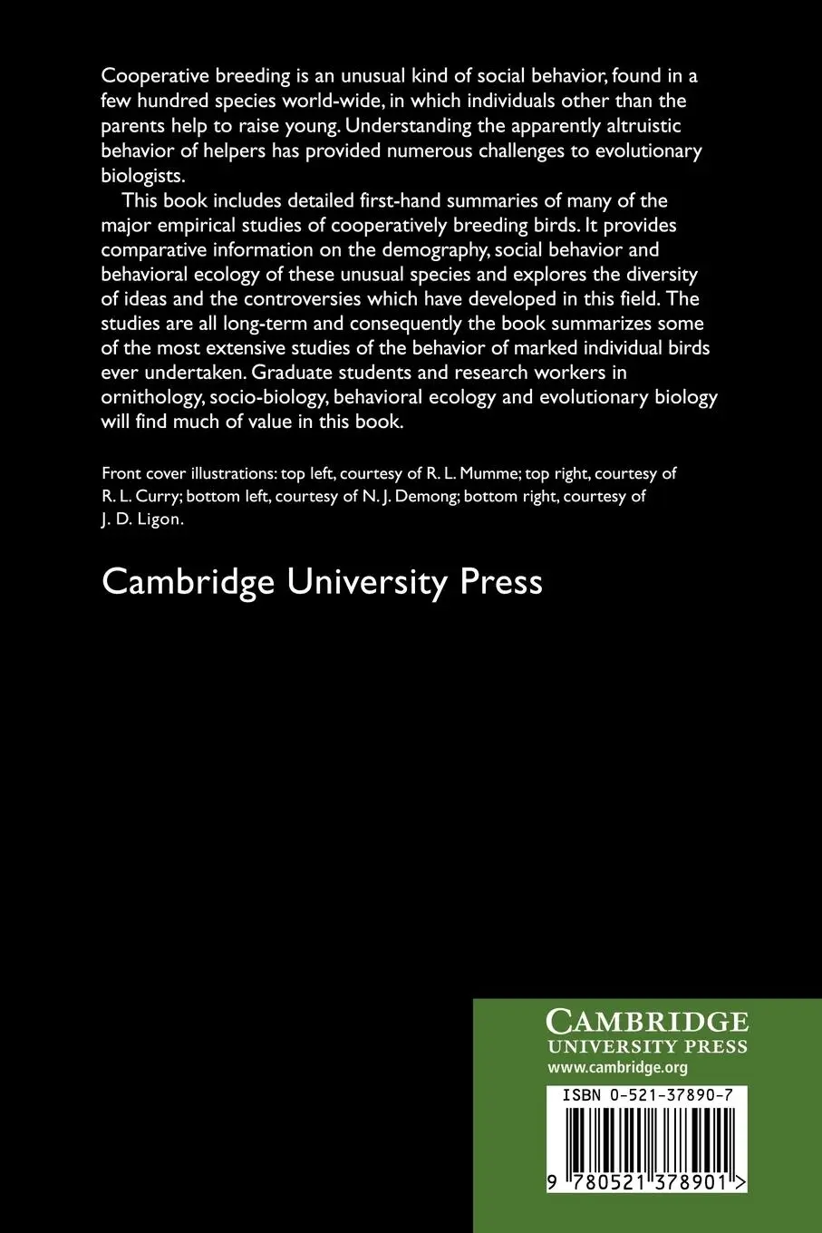 Rückseite: 9780521378901 | Cooperative Breeding in Birds | Peter B. Stacey (u. a.) | Taschenbuch