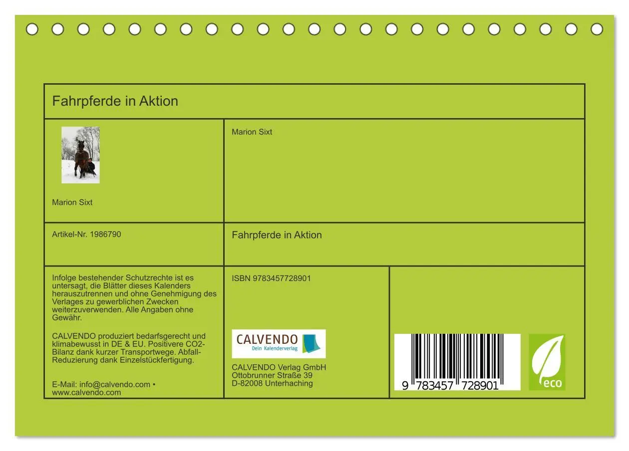 Bild: 9783457728901 | Fahrpferde in Aktion (Tischkalender 2026 DIN A5 quer), CALVENDO...