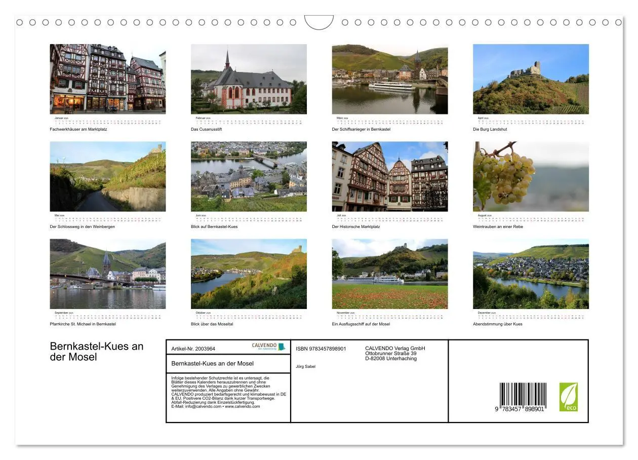 Bild: 9783457898901 | Bernkastel-Kues an der Mosel (Wandkalender 2026 DIN A3 quer),...