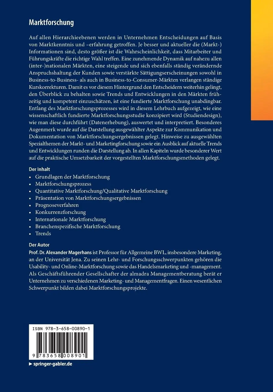 Rückseite: 9783658008901 | Marktforschung | Eine praxisorientierte Einführung | Magerhans | Buch