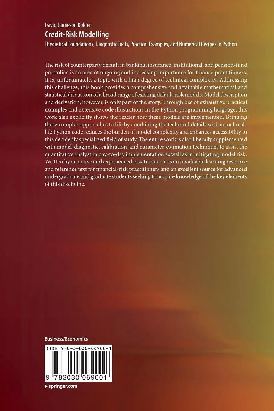 Rückseite: 9783030069001 | Credit-Risk Modelling | David Jamieson Bolder | Taschenbuch | xxxv