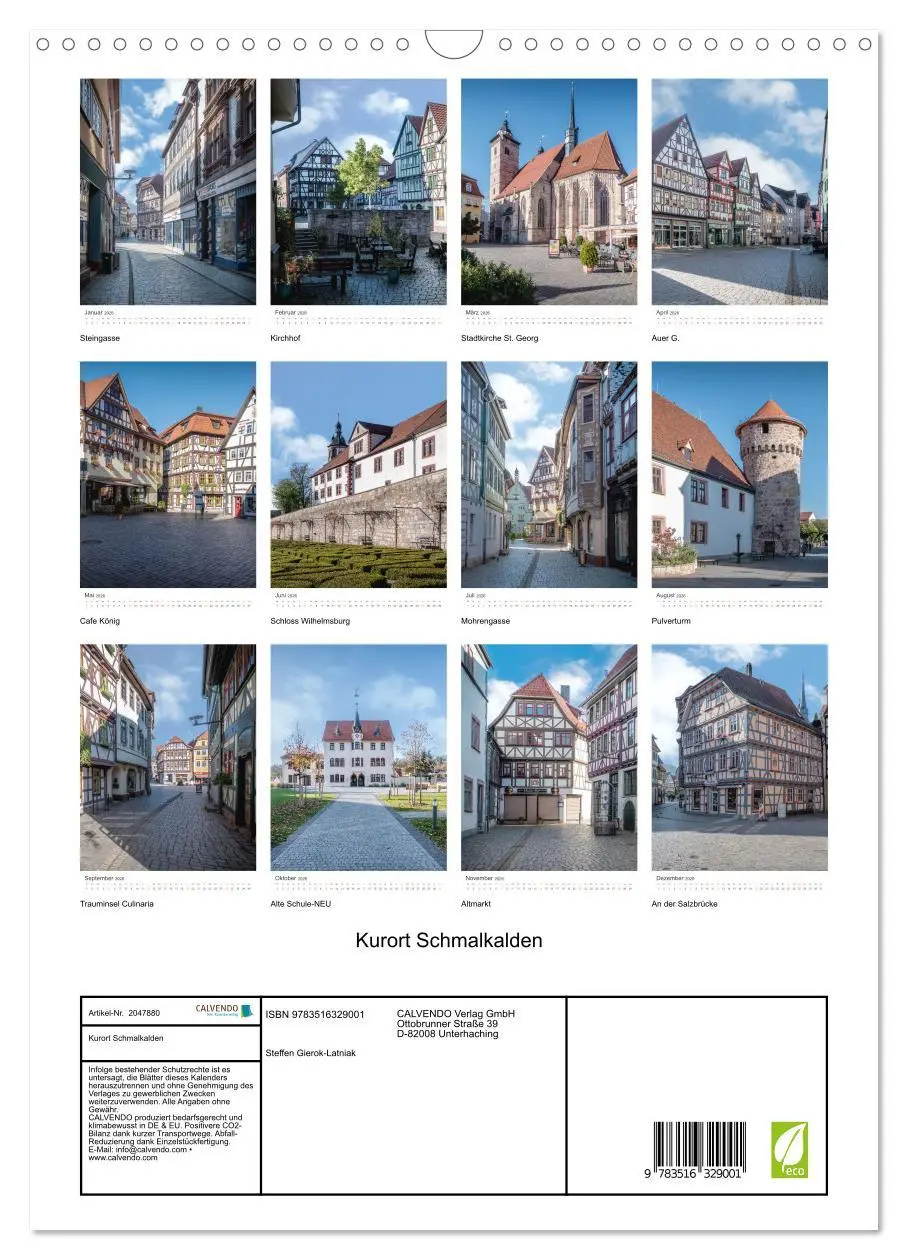 Bild: 9783516329001 | Kurort Schmalkalden (Wandkalender 2026 DIN A3 hoch), CALVENDO...