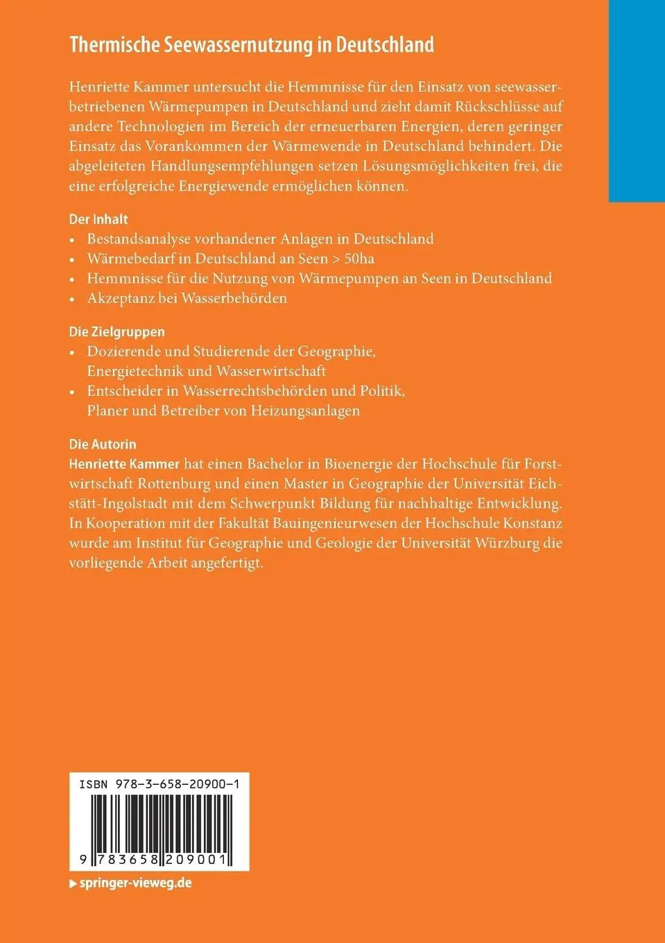 Rückseite: 9783658209001 | Thermische Seewassernutzung in Deutschland | Henriette Kammer | Buch