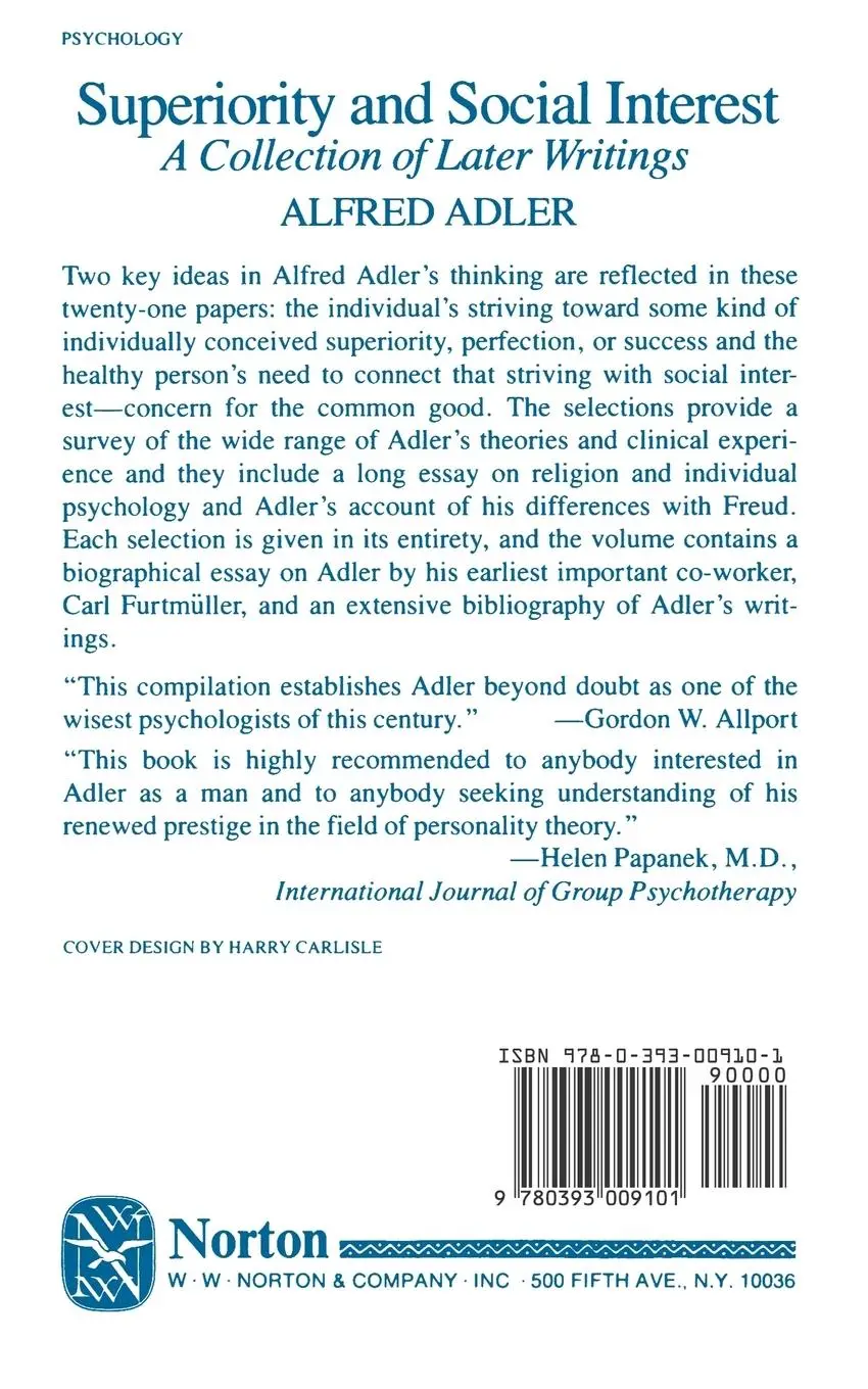 Rückseite: 9780393009101 | Superiority and Social Interest | A Collection of Later Writings