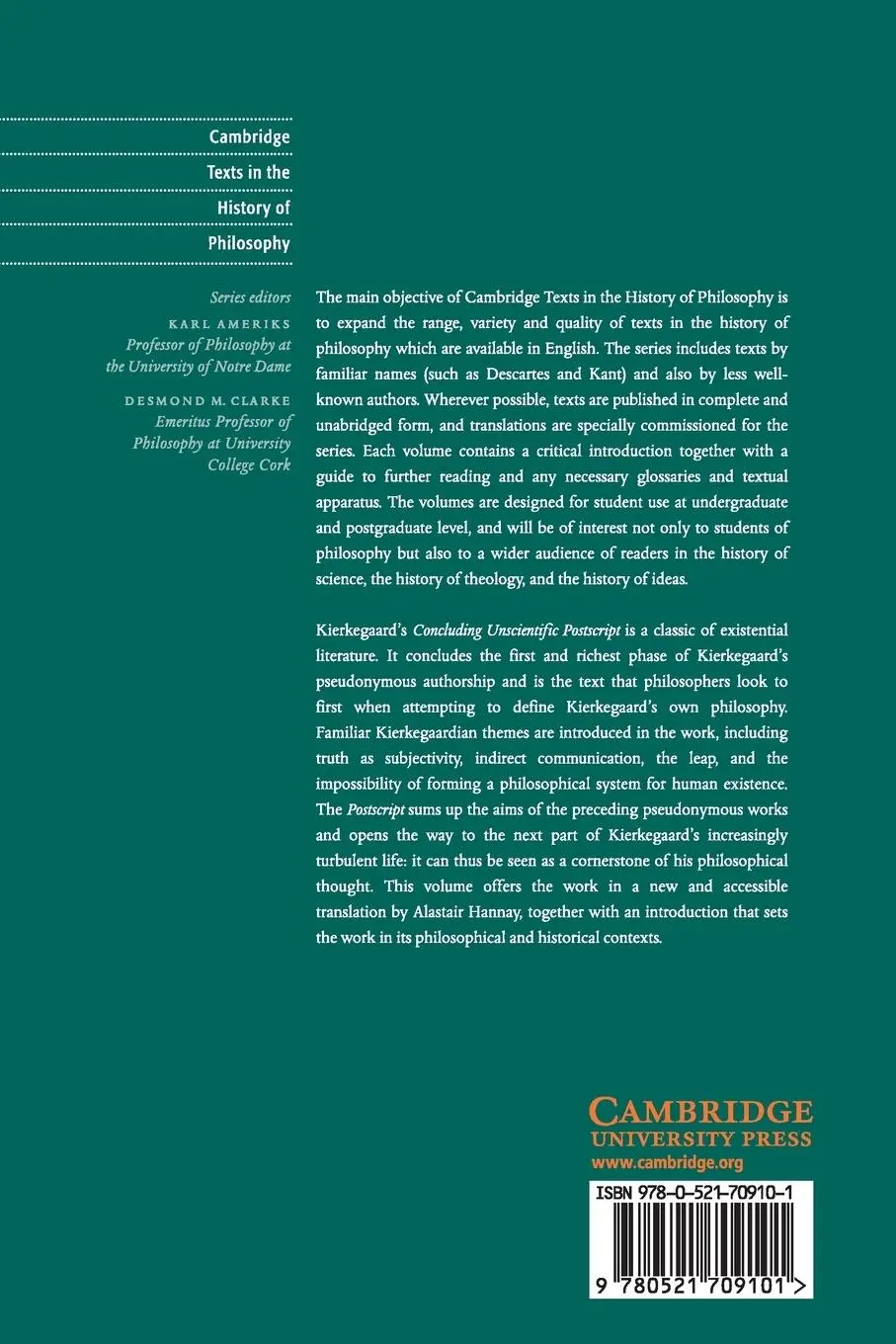 Rückseite: 9780521709101 | Kierkegaard | Concluding Unscientific Postscript | Alastair Hannay