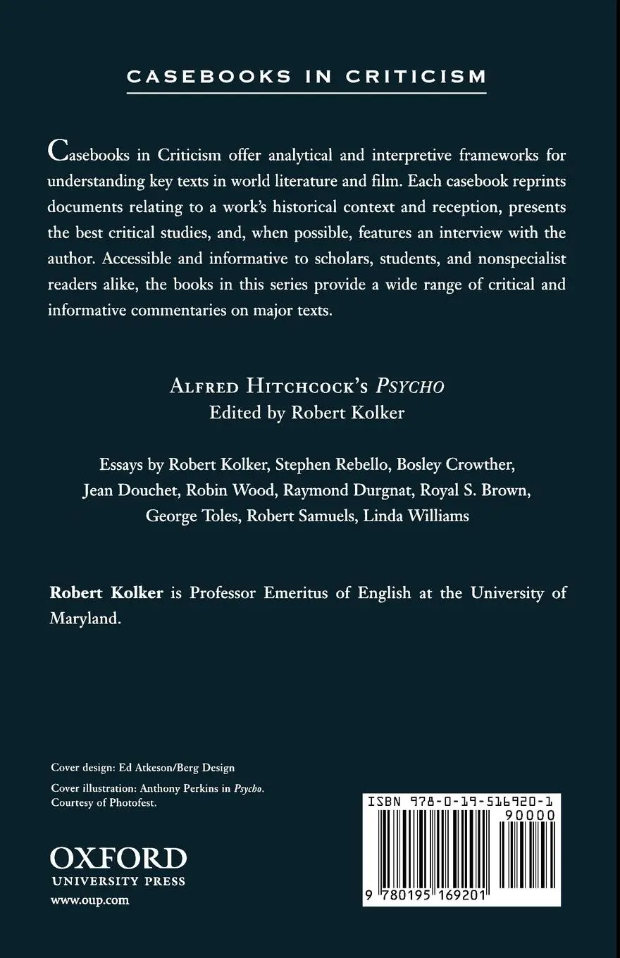 Rückseite: 9780195169201 | Alfred Hitchcock's Psycho | A Casebook | Robert Phillip Kolker | Buch