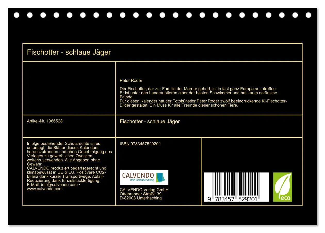 Bild: 9783457529201 | Fischotter - schlaue Jäger (Tischkalender 2026 DIN A5 quer),...