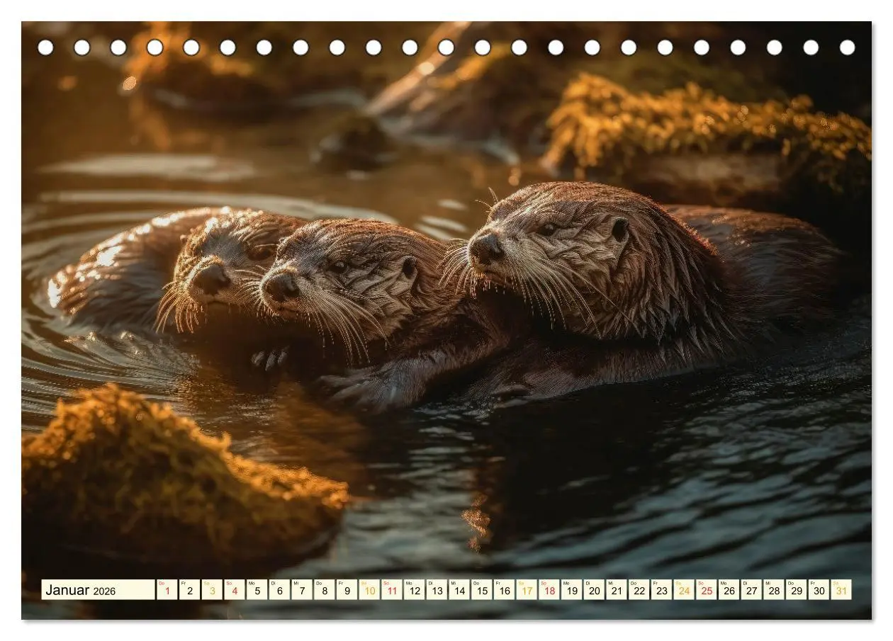 Bild: 9783457529201 | Fischotter - schlaue Jäger (Tischkalender 2026 DIN A5 quer),...