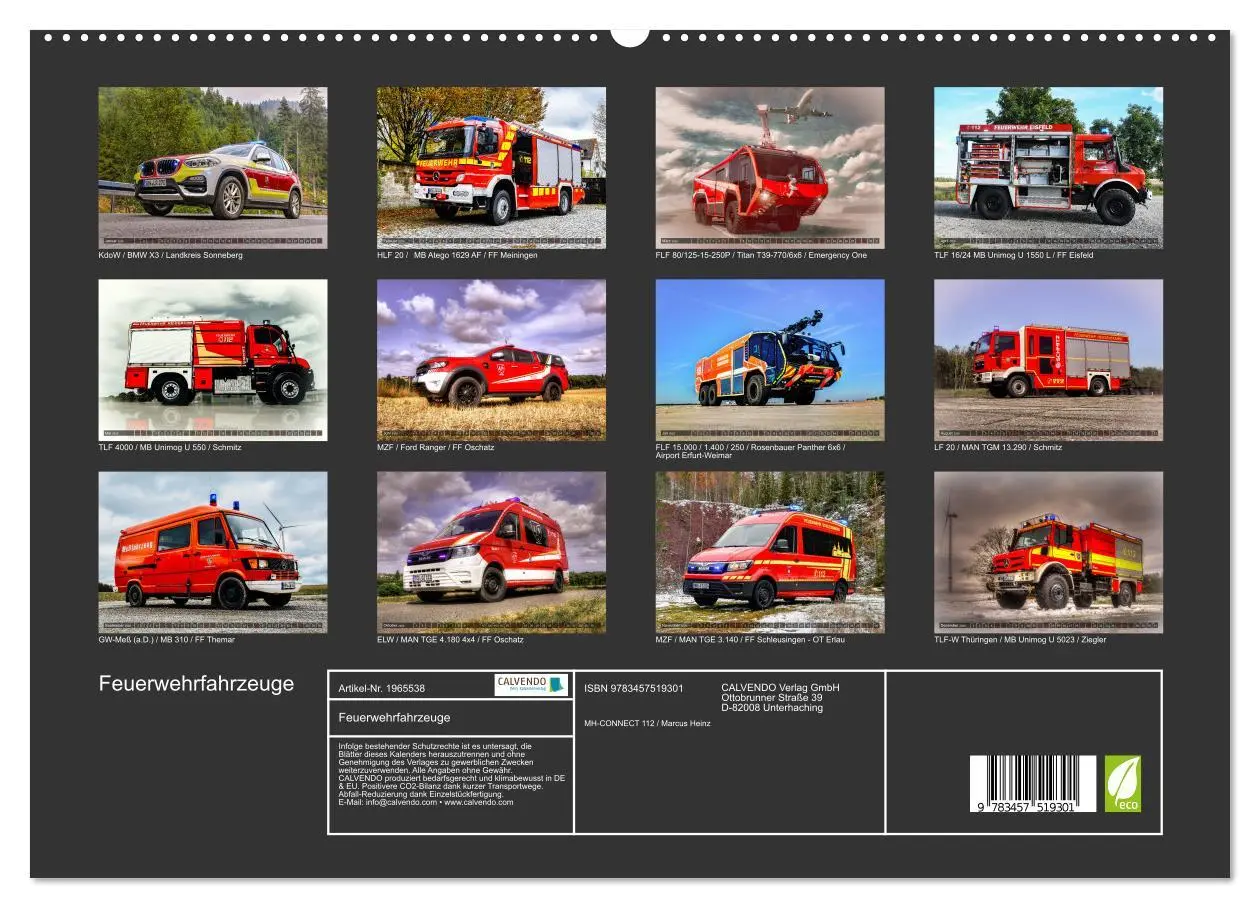 Bild: 9783457519301 | Feuerwehrfahrzeuge (hochwertiger Premium Wandkalender 2026 DIN A2...