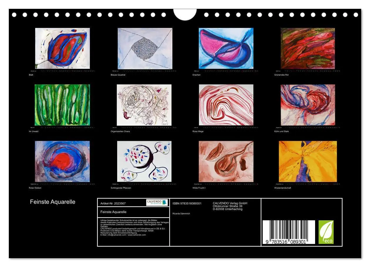 Bild: 9783516089301 | Feinste Aquarelle (Wandkalender 2026 DIN A4 quer), CALVENDO...