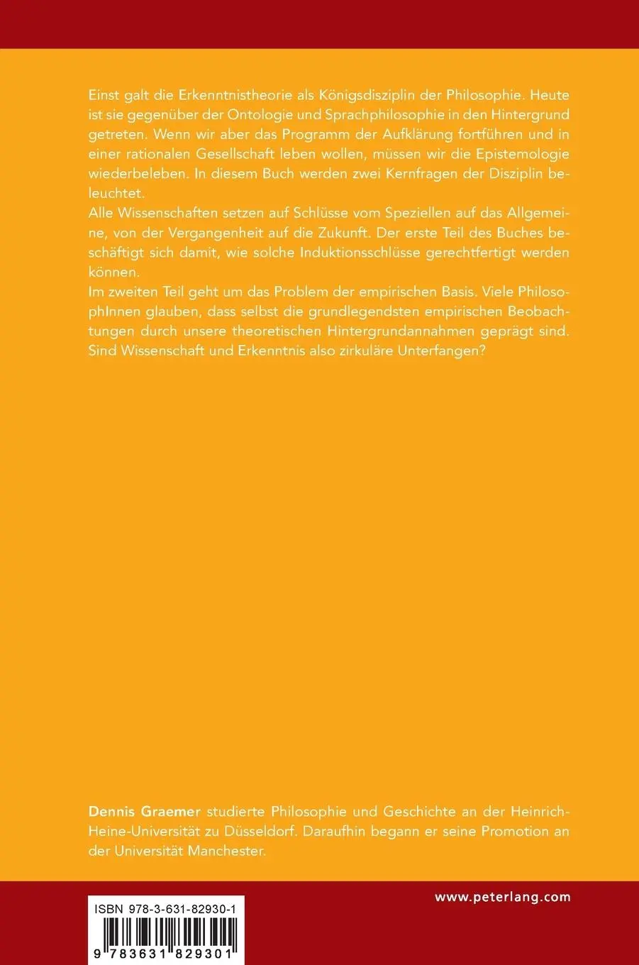 Rückseite: 9783631829301 | Induktion und Beobachtung | Dennis Graemer | Buch | Deutsch | 2020
