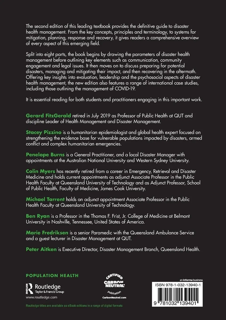 Rückseite: 9781032139401 | Disaster Health Management | A Primer for Students and Practitioners