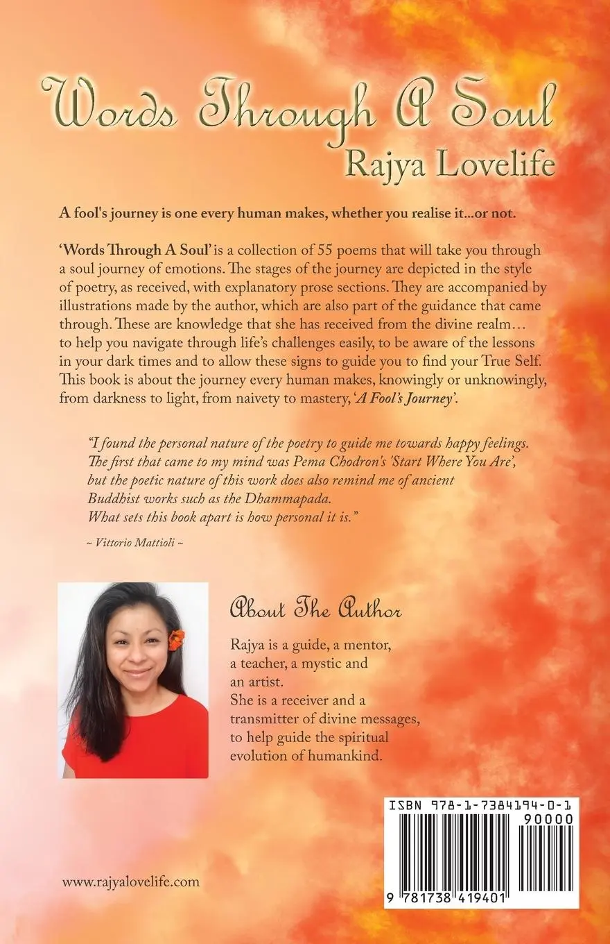 Rückseite: 9781738419401 | Words Through A Soul | A Fool's Journey | Rajya Lovelife | Taschenbuch