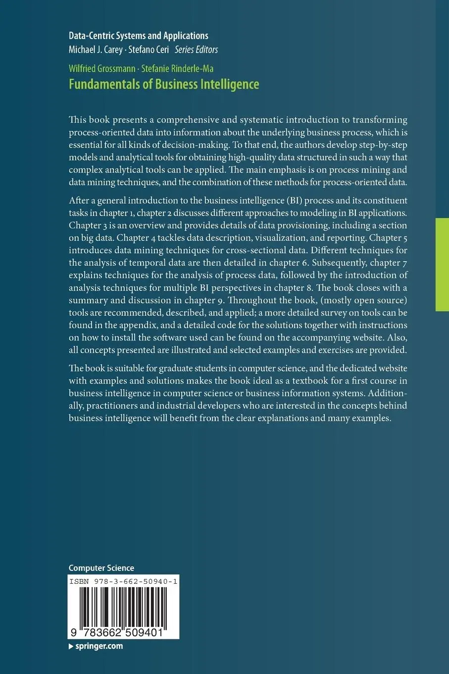 Rückseite: 9783662509401 | Fundamentals of Business Intelligence | Stefanie Rinderle-Ma (u. a.)