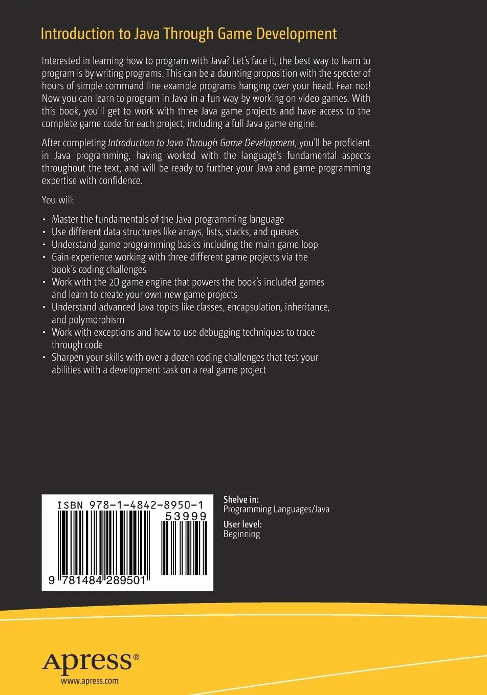 Rückseite: 9781484289501 | Introduction to Java Through Game Development | Victor G. Brusca