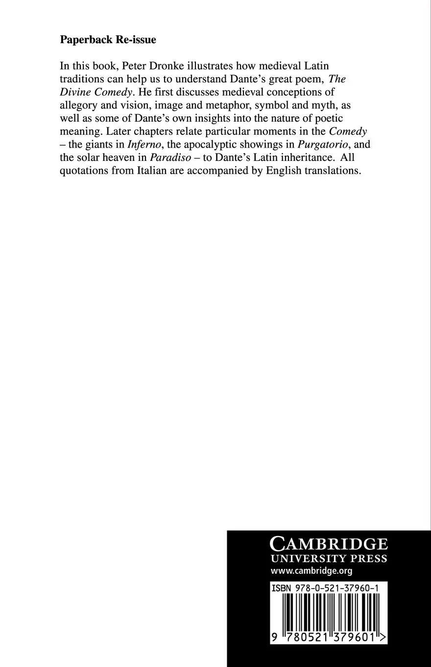 Rückseite: 9780521379601 | Dante and Medieval Latin Traditions | Peter Dronke | Taschenbuch