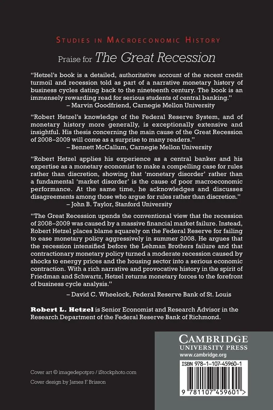 Rückseite: 9781107459601 | The Great Recession | Market Failure or Policy Failure? | Hetzel