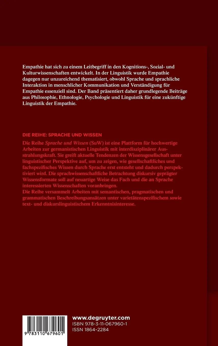 Rückseite: 9783110679601 | Sprache und Empathie | Katharina Jacob (u. a.) | Buch | VII | Deutsch