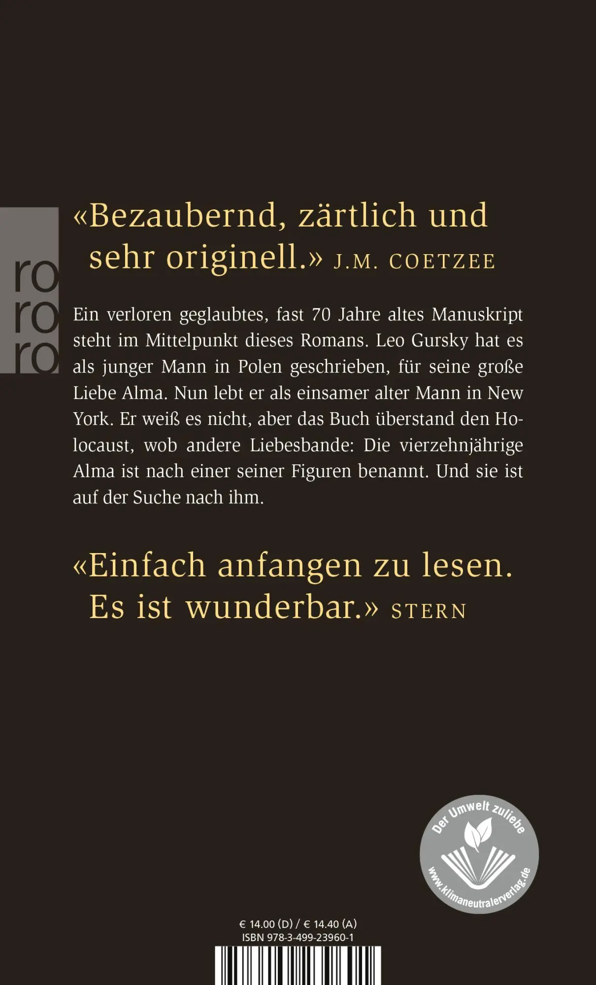 Rückseite: 9783499239601 | Die Geschichte der Liebe | Nicole Krauss | Taschenbuch | 348 S. | 2006