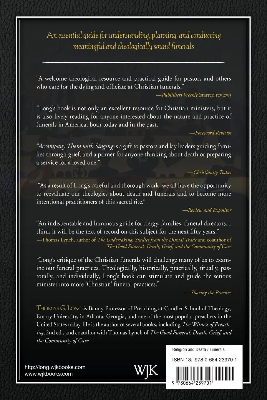 Rückseite: 9780664239701 | Accompany Them with Singing | The Christian Funeral | Thomas G. Long