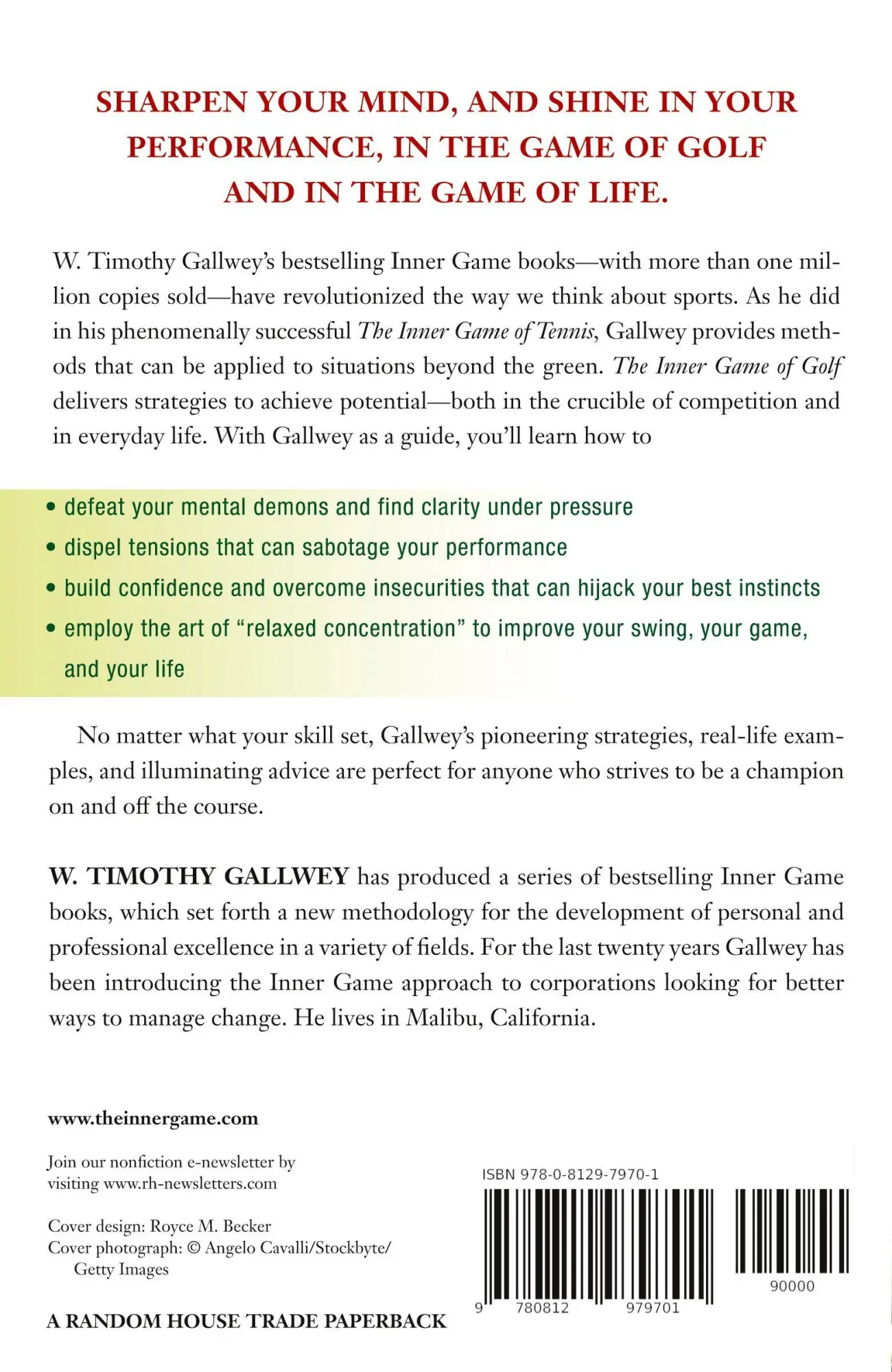 Rückseite: 9780812979701 | The Inner Game of Golf | W. Timothy Gallwey | Taschenbuch | Englisch