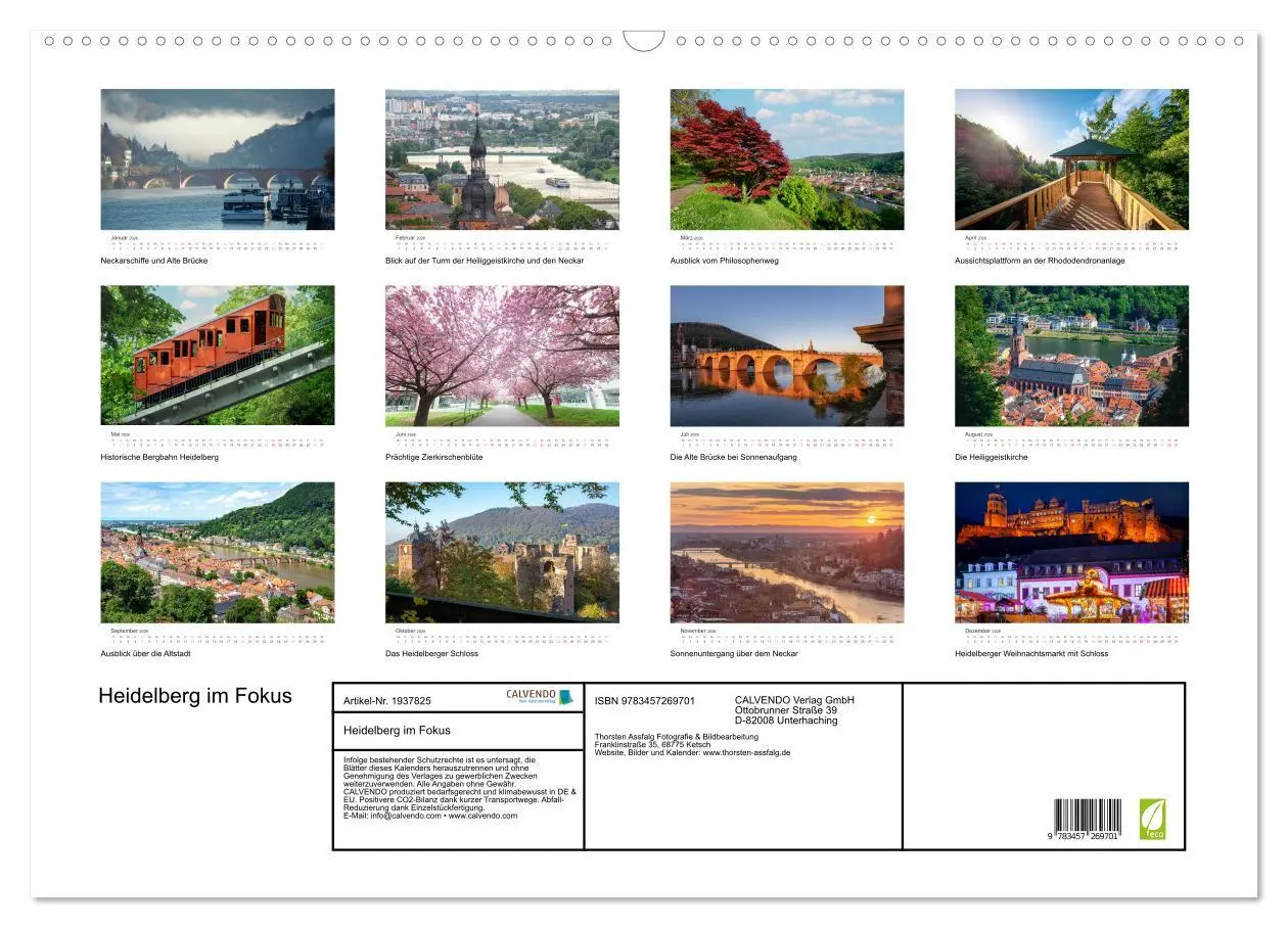 Bild: 9783457269701 | Heidelberg im Fokus (Wandkalender 2026 DIN A2 quer), CALVENDO...