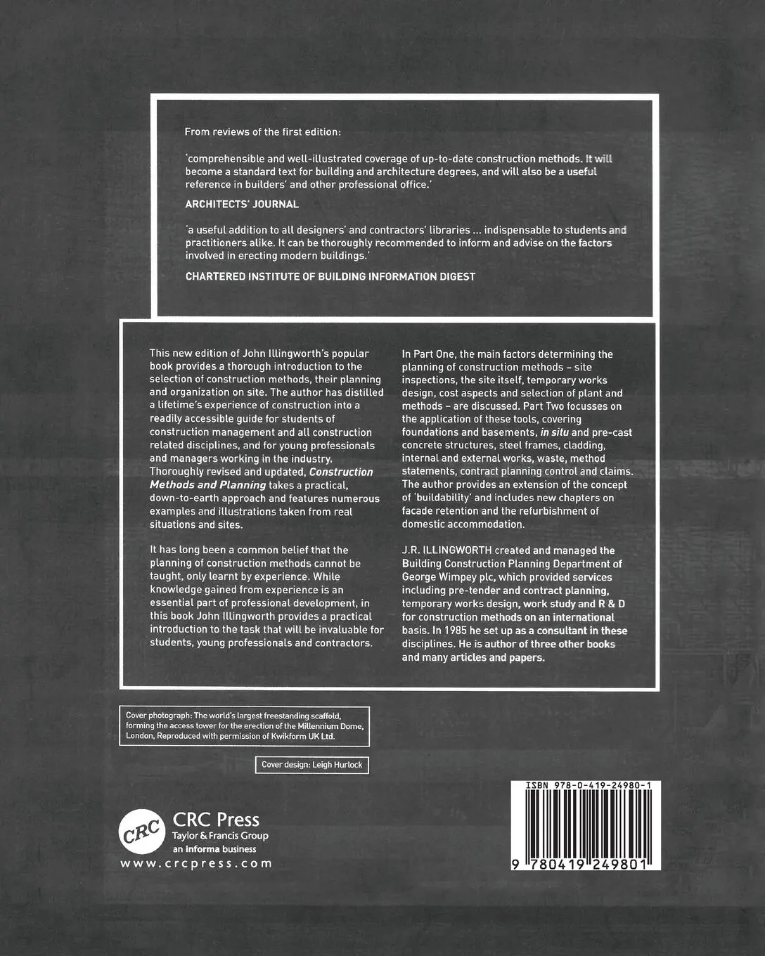 Rückseite: 9780419249801 | Construction Methods and Planning | J. R. Illingworth | Taschenbuch