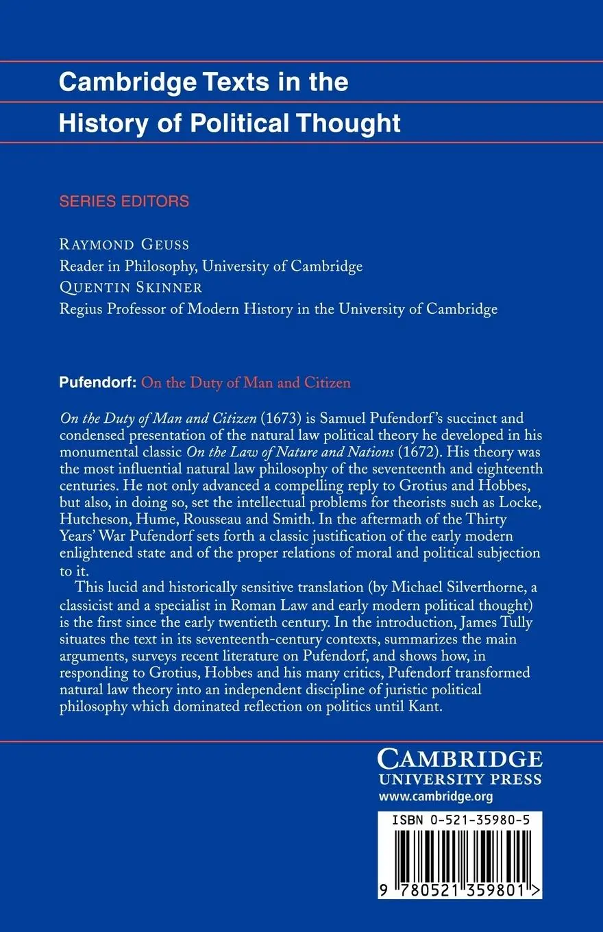 Rückseite: 9780521359801 | Pufendorf | On the Duty of Man and Citizen According to Natural Law