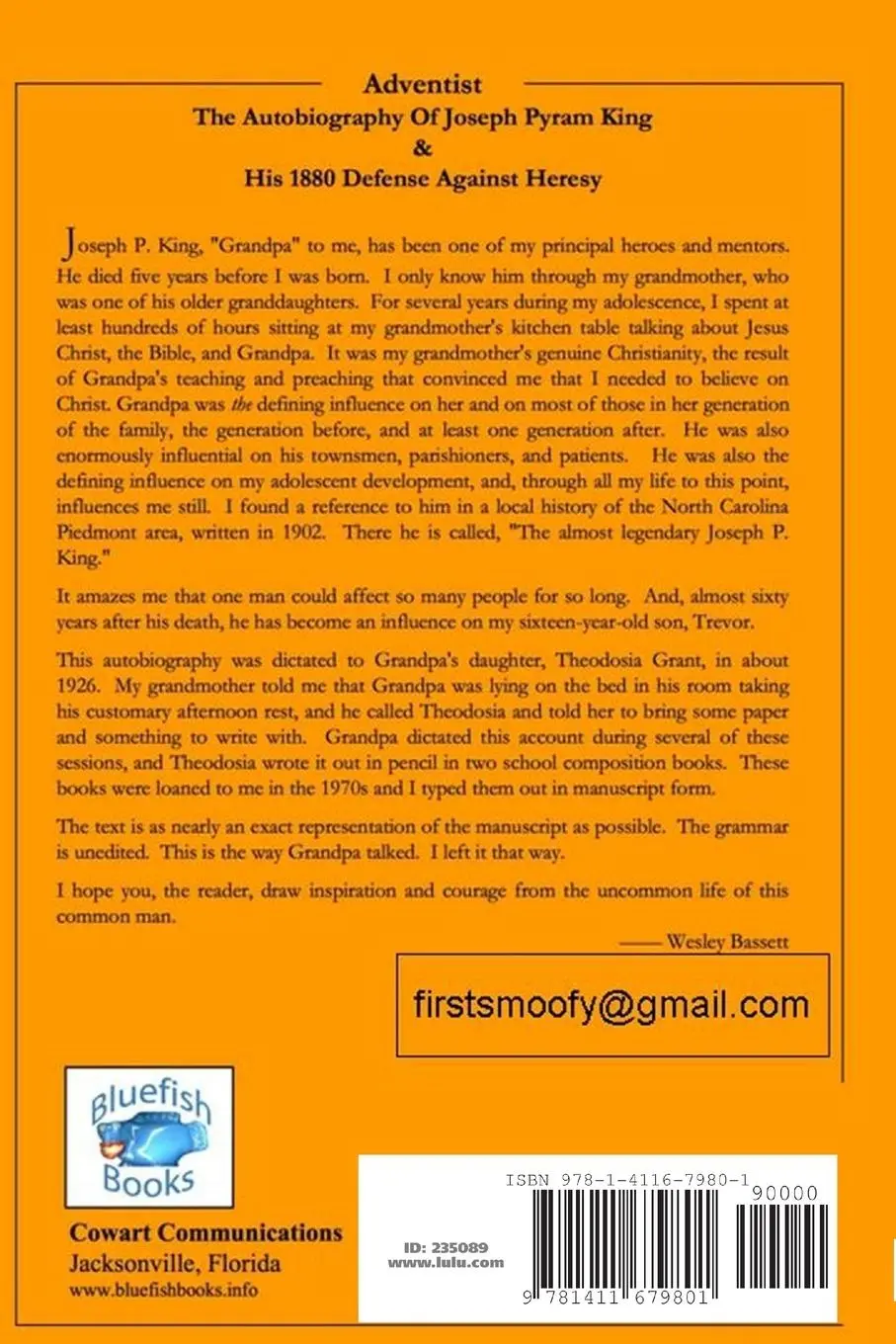 Rückseite: 9781411679801 | Adventist | The Autobiography Of Joseph Pyram King | Wesley E. Bassett