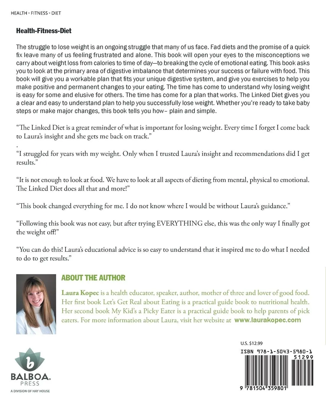 Rückseite: 9781504359801 | The Linked Diet | Laura Kopec | Taschenbuch | Kartoniert / Broschiert