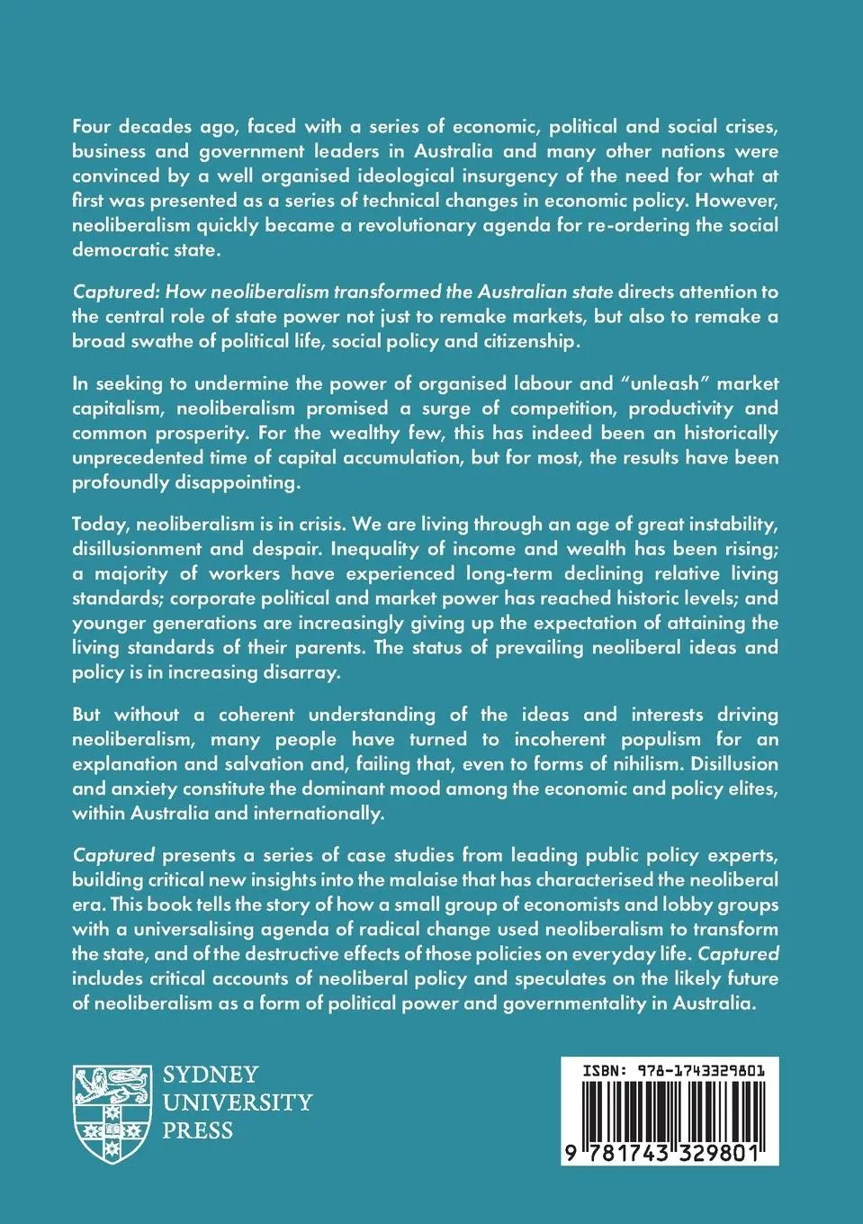 Rückseite: 9781743329801 | Captured | How neoliberalism transformed the Australian state | Buch