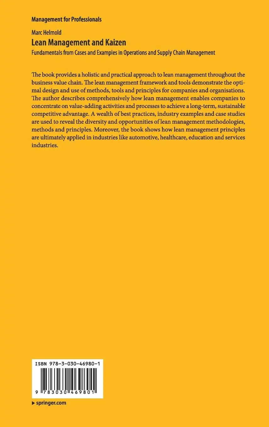 Rückseite: 9783030469801 | Lean Management and Kaizen | Marc Helmold | Buch | xxiii | Englisch