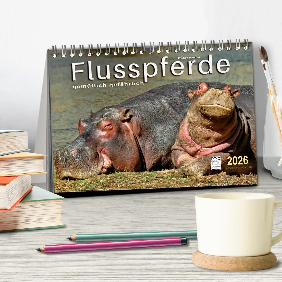Bild: 9783457949801 | Flusspferde - gemütlich gefährlich (Tischkalender 2026 DIN A5...