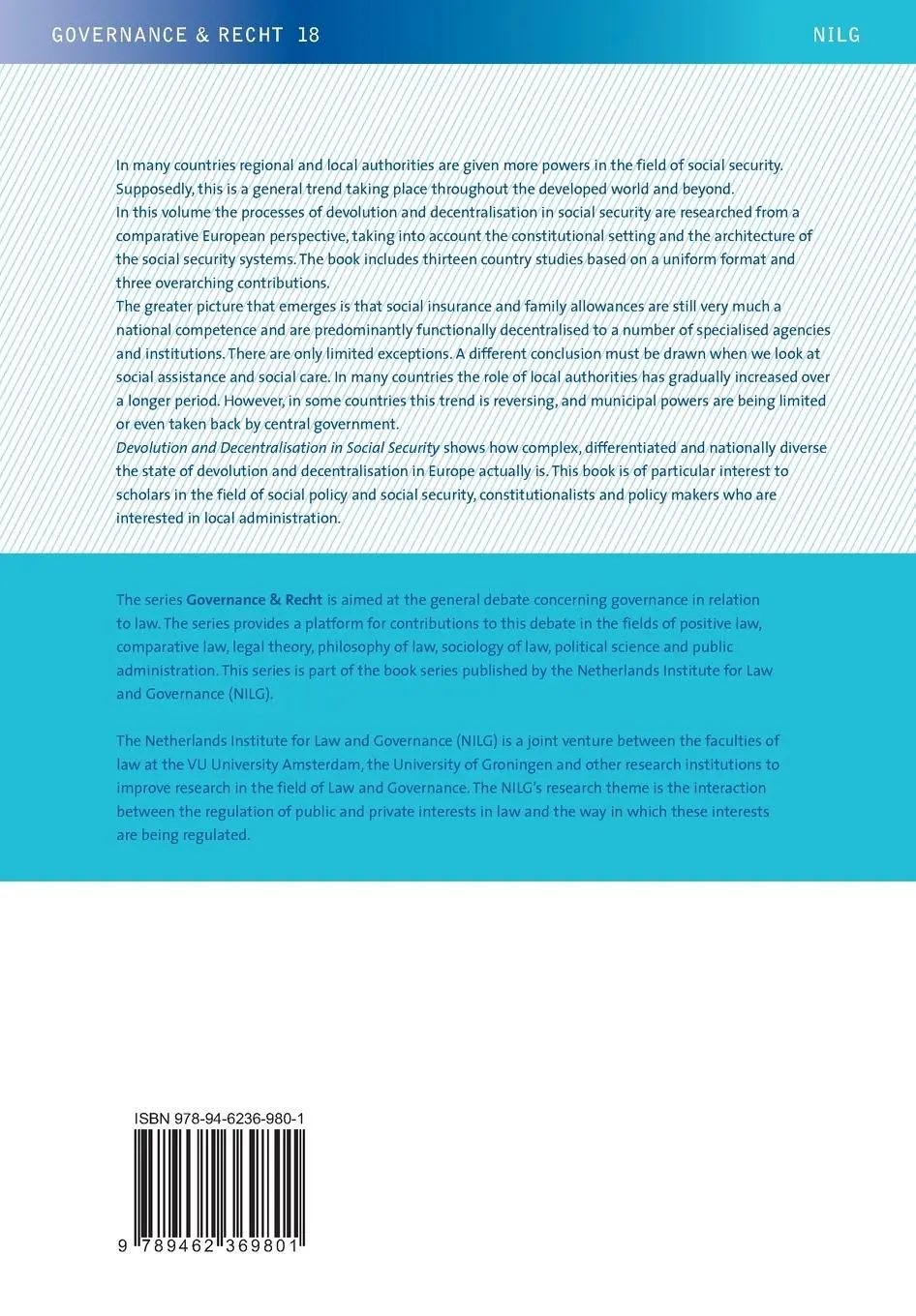 Rückseite: 9789462369801 | Devolution and Decentralisation in Social Security | Gijsbert Vonk
