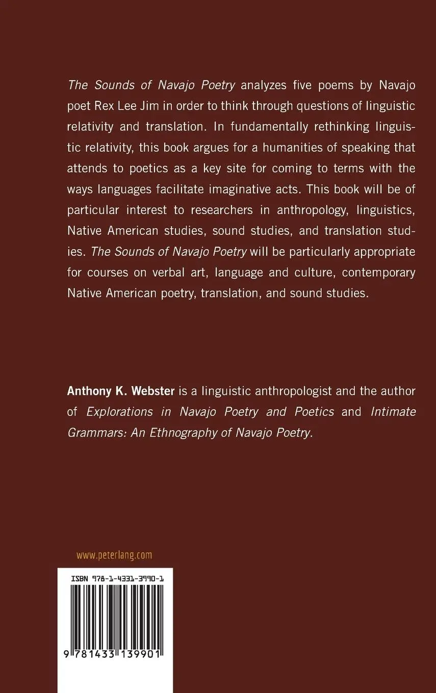 Rückseite: 9781433139901 | The Sounds of Navajo Poetry | A Humanities of Speaking | Webster