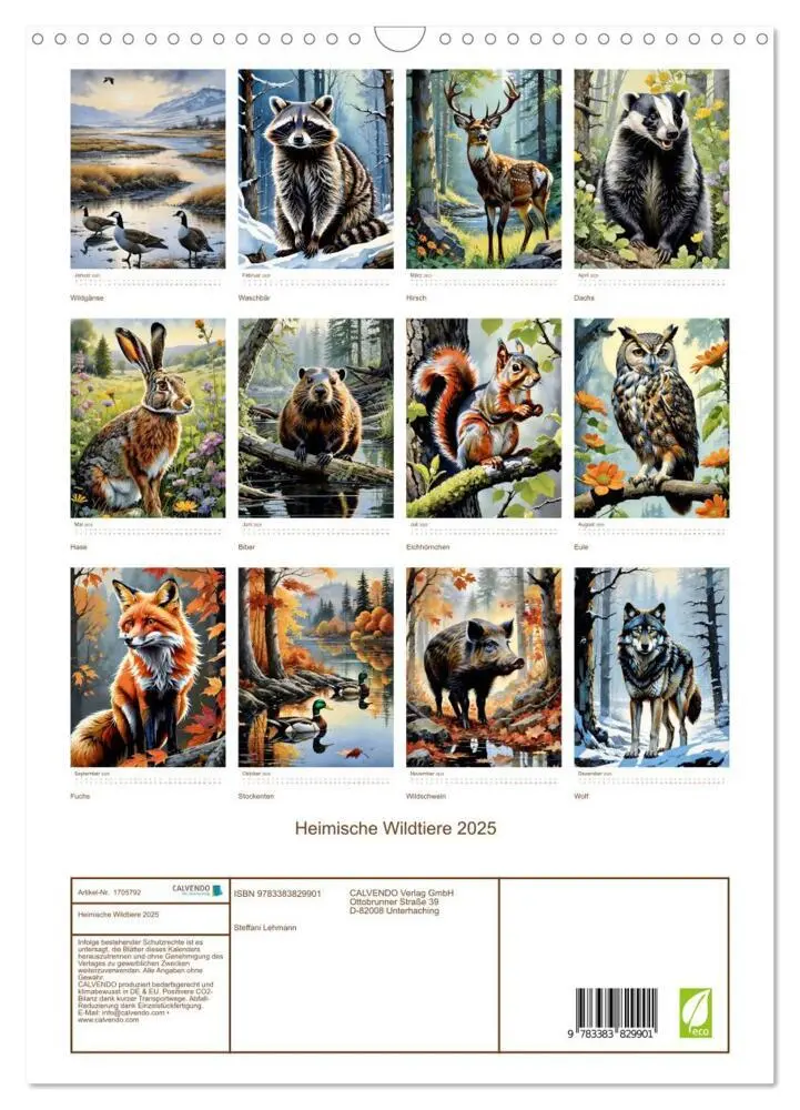 Bild: 9783383829901 | Heimische Wildtiere 2025 (Wandkalender 2025 DIN A3 hoch), CALVENDO...