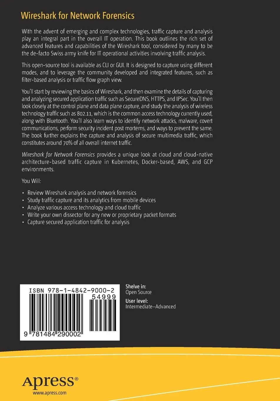 Rückseite: 9781484290002 | Wireshark for Network Forensics | Nagendra Kumar Nainar (u. a.) | Buch