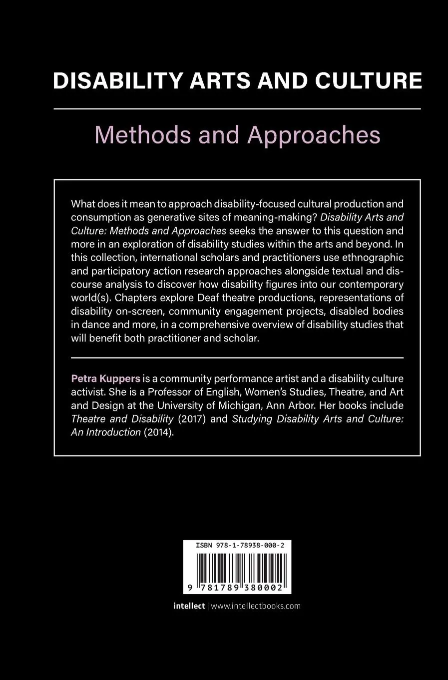 Rückseite: 9781789380002 | Disability Arts and Culture | Methods and Approaches | Petra Kuppers