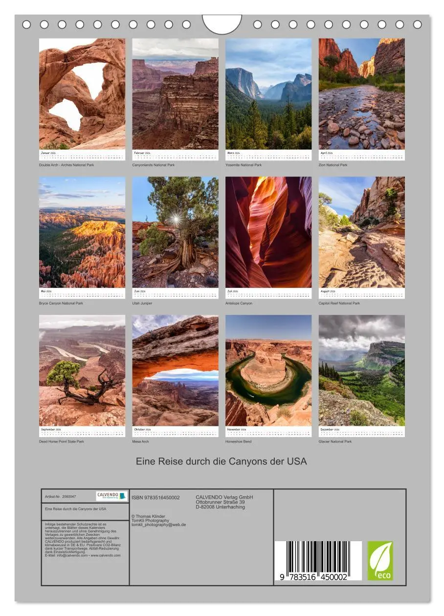 Bild: 9783516450002 | Eine Reise durch die Canyons der USA (Wandkalender 2026 DIN A4...