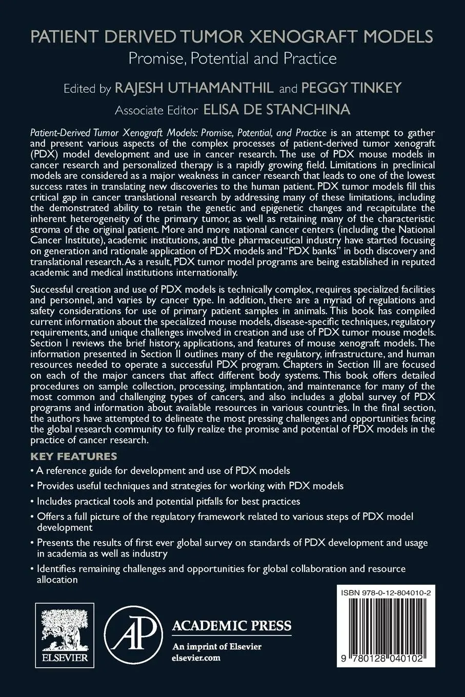 Rückseite: 9780128040102 | Patient Derived Tumor Xenograft Models | Rajesh Uthamanthil (u. a.)
