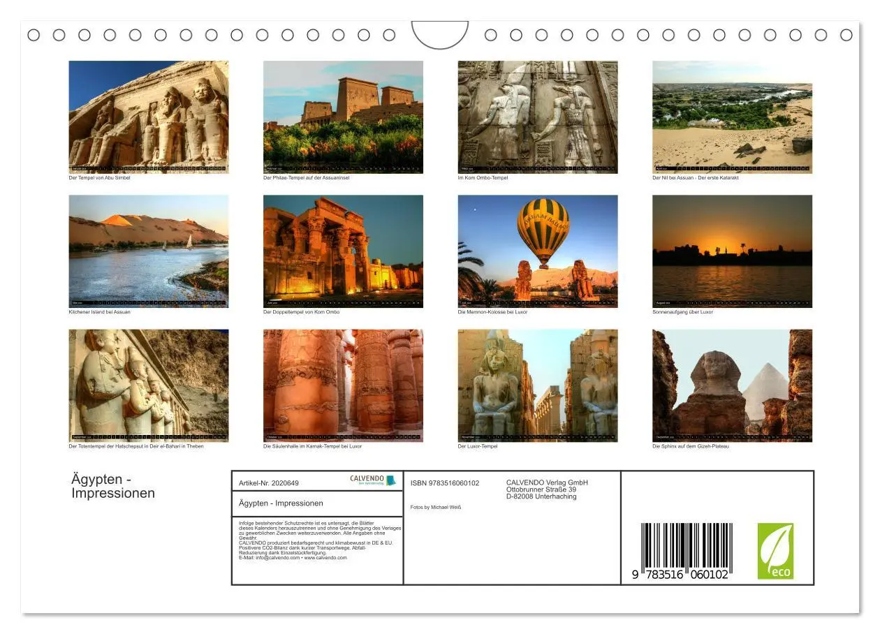 Bild: 9783516060102 | Ägypten - Impressionen (Wandkalender 2026 DIN A4 quer), CALVENDO...