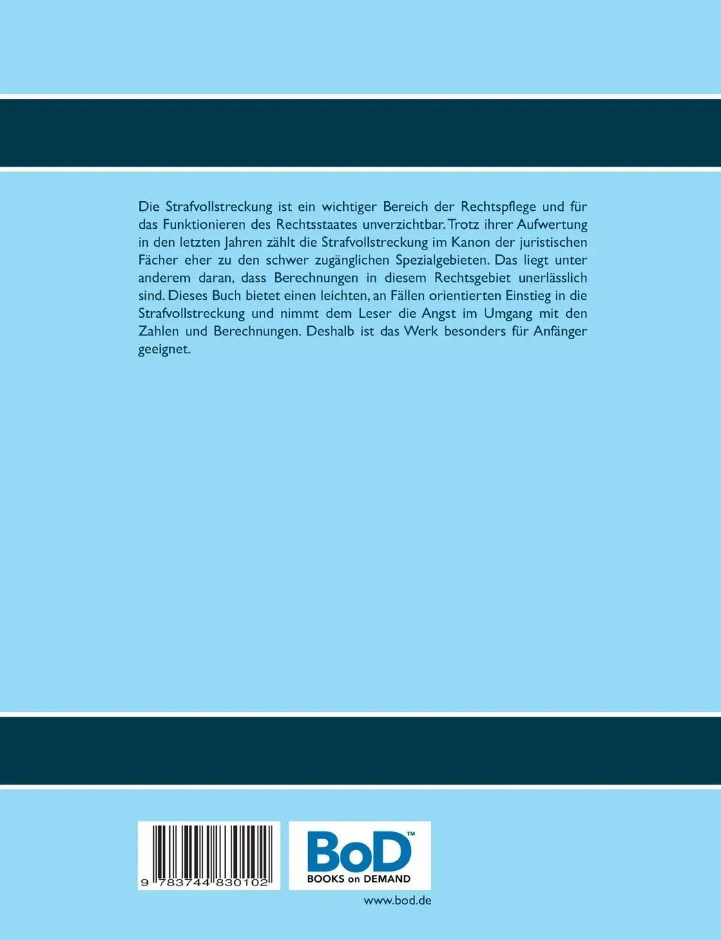 Rückseite: 9783744830102 | Strafvollstreckung anhand von Fallbeispielen | 2. Auflage | Baetge