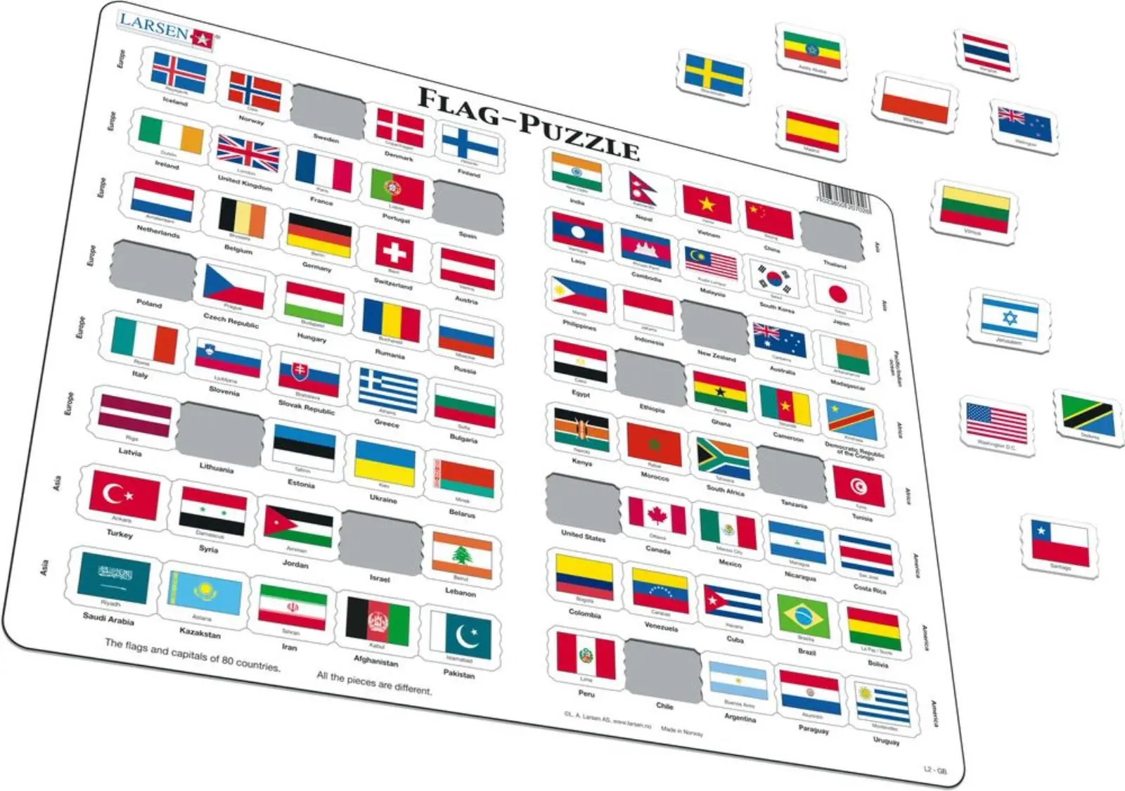 Cover: 7023852100202 | Puzzle - Flag Puzzle (engl.) | Puzzle | 2017 | Larsen