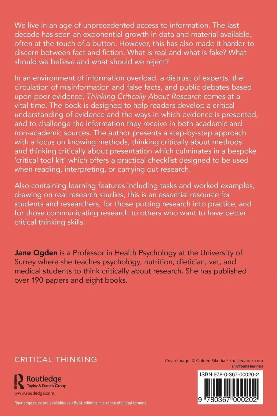 Rückseite: 9780367000202 | Thinking Critically about Research | A Step by Step Approach | Ogden