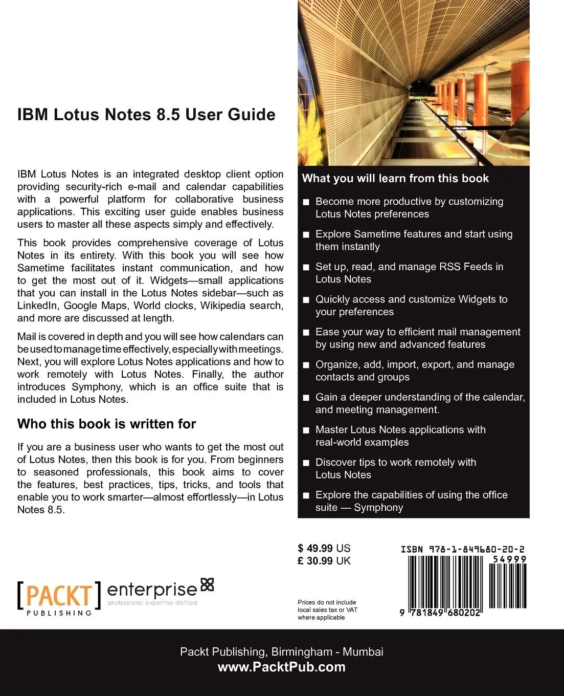 Rückseite: 9781849680202 | IBM Lotus Notes 8.5 User Guide | Karen Hooper | Taschenbuch | Englisch