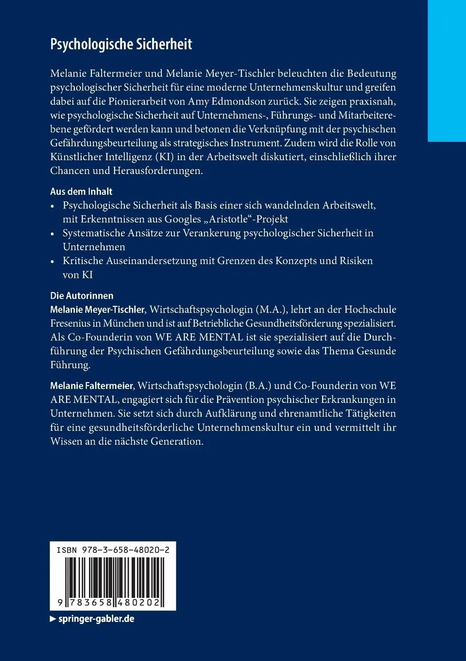 Rückseite: 9783658480202 | Psychologische Sicherheit | Melanie Faltermeier (u. a.) | Taschenbuch